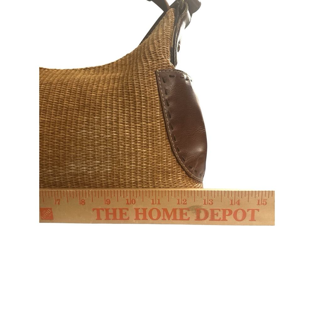 Fossil Purse Thatch Weave & Leather Shoulder Bag Brown Brass Accents - Picture 14 of 16
